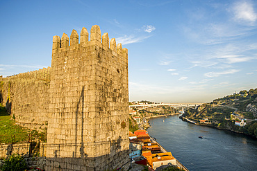 The Walls of Dom Fernando or Fernandine Walls above the Douro River, Porto, Portugal.