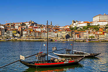 Rabelo boats on the Douro River, UNESCO World Heritage Site, Porto, Norte, Portugal, Europe