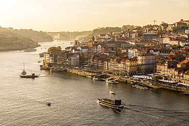 Skyline along the Douro River, Porto, Portugal.