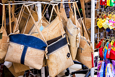 Souvenir bags in old town, albufeira, faro, district, algarve, portugal, europe.