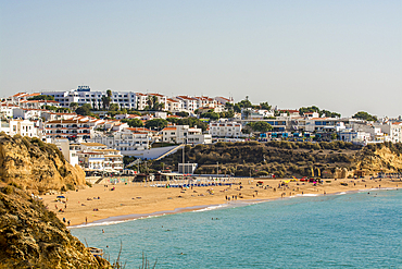 Cliffside over Praia dos Pescadores or Fishermans Beach, Albufeira, faro district, algarve, portugal, europe.