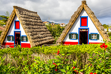 Traditional triangular Casas Típicas de Santana or Santana House, Santana, Madeira, Portugal.