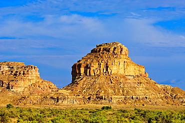 A sandstone butte in Chaco Culture National Historical Park scenery, New Mexico, United States of America, North America