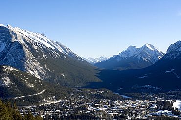 Banff surrounded by Canadian Rocky Mountains, Alberta, Canada, North America