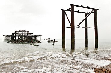 England, East Sussex, Brighton, Ruined shell of the West Pier.