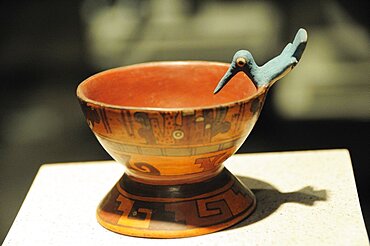 Mexico, Federal District, Mexico City, Museo Nacional de Antropologia Painted hummingbird goblet 800-1521 AD.