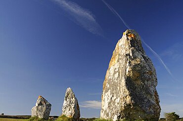 France, Brittany, Lagatjar, Alignment de Lagatjar standing stones near Cameret-sur-Mer.