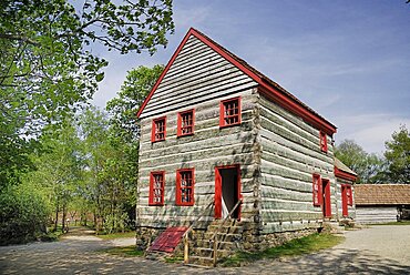 Ireland, County Tyrone, Omagh, Ulster American Folk Park the Pennsylvania farmhouse.