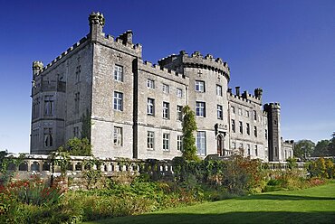 Ireland, County Sligo, Markree, Castle hotel angular view of the castle with section of the gardens in foreground.