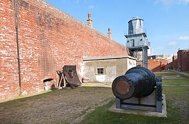 England, Hampshire, Milford on Sea, Second world war defences at Hurst Castle to defend the strategically important Solent.