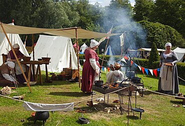 England, West Sussex, Arundel, Jousting festival in the grounds of Arundel Castle.