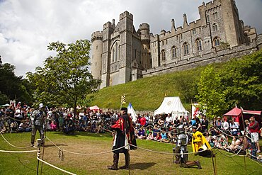 England, West Sussex, Arundel, Jousting festival in the grounds of Arundel Castle.