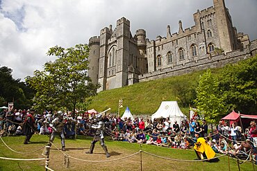 England, West Sussex, Arundel, Jousting festival in the grounds of Arundel Castle.