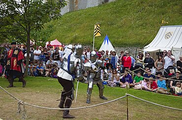 England, West Sussex, Arundel, Jousting festival in the grounds of Arundel Castle.