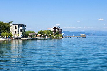 Albania, Lake Ohrid, Lakeside restaurant.