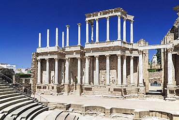 Spain, Extremadura, Merida, Roman Theatre ruin.