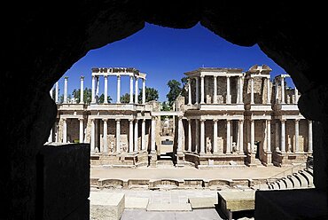 Spain, Extremadura, Merida, Roman Theatre ruin.