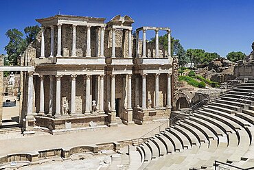 Spain, Extremadura, Merida, Roman Theatre ruin.