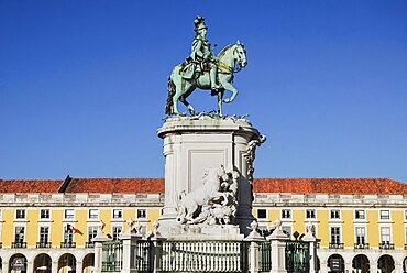 Portugal, Estremadura, Lisbon, Praco do Comercio Statue of Dom Jose 1st.