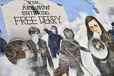 Ireland, North, Derry, The People's Gallery series of murals in the Bogside, Mural known as "Bernadette".