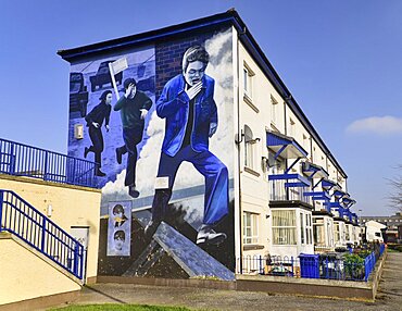 Ireland, North, Derry, The People's Gallery series of murals in the Bogside, Mural known as "The Runner".