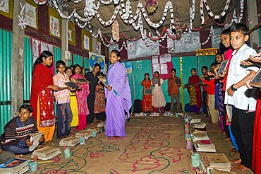 Bangladesh, Chittagong Division, Comilla, BRAC students in a primary school classroom.