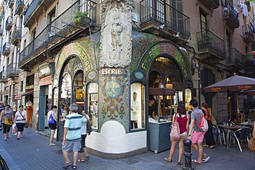 Spain, Catalonia, Barcelona, La Rambla, Exterior of Pasteleria Escriba.