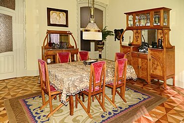 Spain, Catalunya, Barcelona, Antoni Gaudi's La Pedrera building, recreated apartment of a bourgeois family from 1900 to 1930.