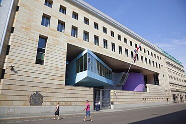 Germany, Berlin, Mitte, Exterior of the British Embassy on Wilhemstrasse designed by Michael Wilford.