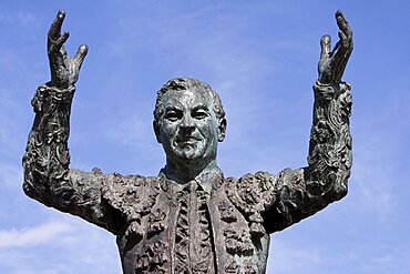 Spain, Madrid, Statue of a matador at the bullring in las Ventas.