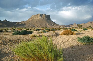 ALGERIA  Hoggar Mountains Semi desert landscape with rock formations near Tamanrasset. Ahaggar Mountains.