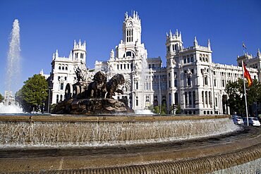 Spain, Madrid, Plaza de la Cibeles & Central Post Office.