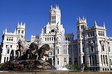 Spain, Madrid, Plaza de la Cibeles & Central Post Office.