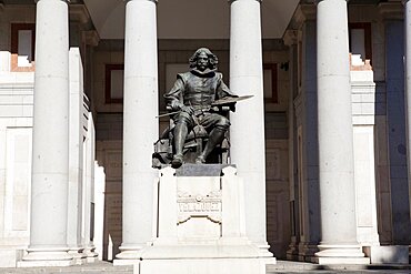 Spain, Madrid, Statue of Valazquez outside the Prado Museum.