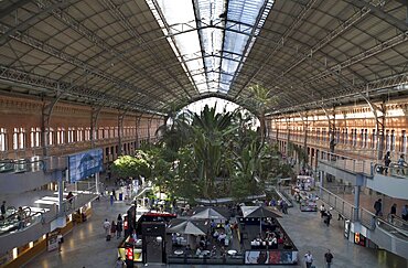 Spain, Madrid, The botanical garden inside the terminus of the Atocha Railway Station.