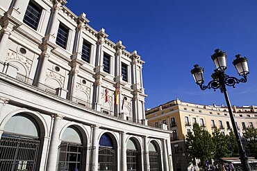 Spain, Madrid, The rear of the Teatro Real Opera House in the Plaza de Oriente.