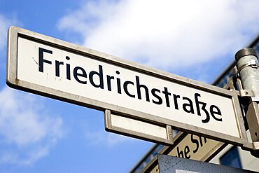 Germany, Berlin, Mitte, Roadsign for Friedrichstrasse.