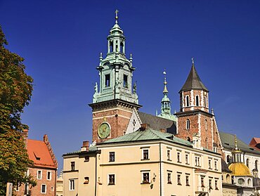 Poland, Krakow, Wawel Hill, Wawel Cathedral, Clock tower.