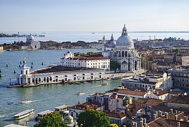 Italy, Venice, Church of Santa Maria della Salute across the Grand Canal  seen from the Campanile di San Marco.