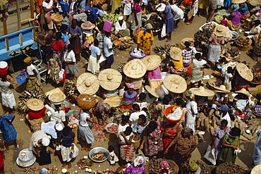 GHANA Accra Crowded market with mixed produce