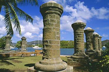 WEST INDIES Antigua Nelson s Dockyard Columns by the slipway