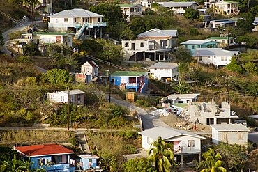 WEST INDIES St Vincent & The Grenadines Bequia Hillside housing of the village of Hamilton