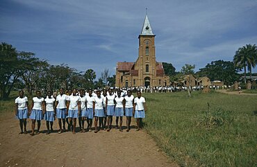 CONGO  Lisala School choir posing for photograph outside Lisala Cathedral.  Zaire