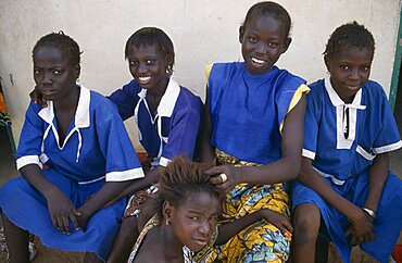 GAMBIA People Girls Group of teenage girls wearing school uniforms