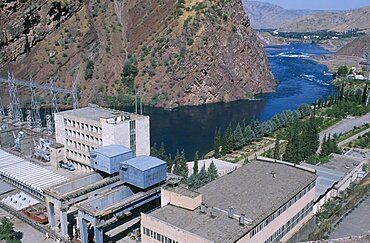 TAJIKISTAN  Nurek General view of the hydroelectric power station. hydropower