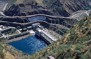 TAJIKISTAN  Nurek View looking down on the hydroelectric power station.     hydropower