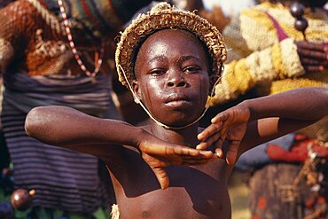 CONGO  Gungu Young Bapende dancer at Gungu festival.  Zaire