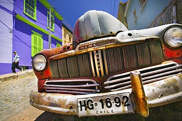 CHILE  Valparaiso Close-up of an old American Mercury car.  Travel tourism Latin America Chile South America UNESCO World Heritage Site Valparaiso ancient abandoned Automobile Automotive Cars Chilean Hispanic Latino Motorcar