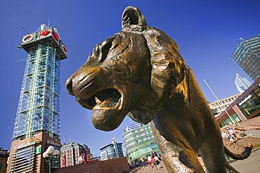 NORWAY  Oslo City centre statue of a tiger in Jernbanetorget. tourism Norway travel Scandinavia sculpture Oslo Center Noreg Norge Northern Europe Norwegian