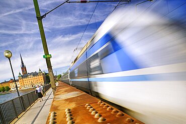 SWEDEN  Stockholm An intercity train crossing Centralbron.  Stockholm Sweden Scandinavia travel transport speed Northern Europe Swedish European